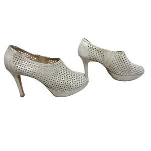 Paul Green Munchen Suede peep toe gold metallic heel bootie women's size 10